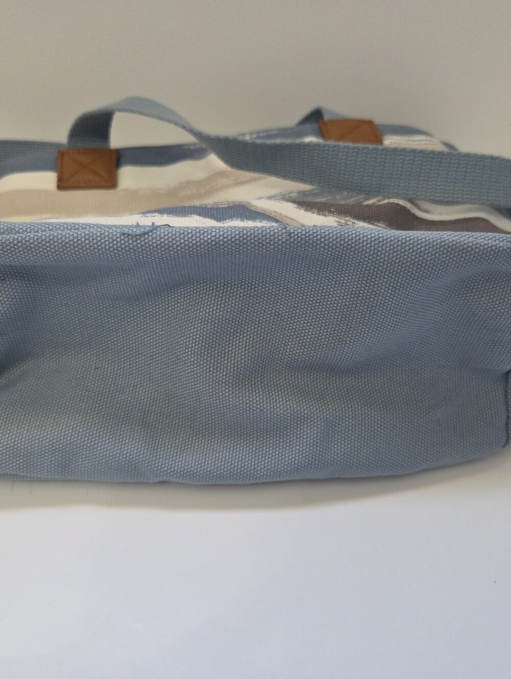 THIRTY-ONE Small Tote Bag Canvas Purse Blue White Double Shoulder Straps - Picture 9 of 14